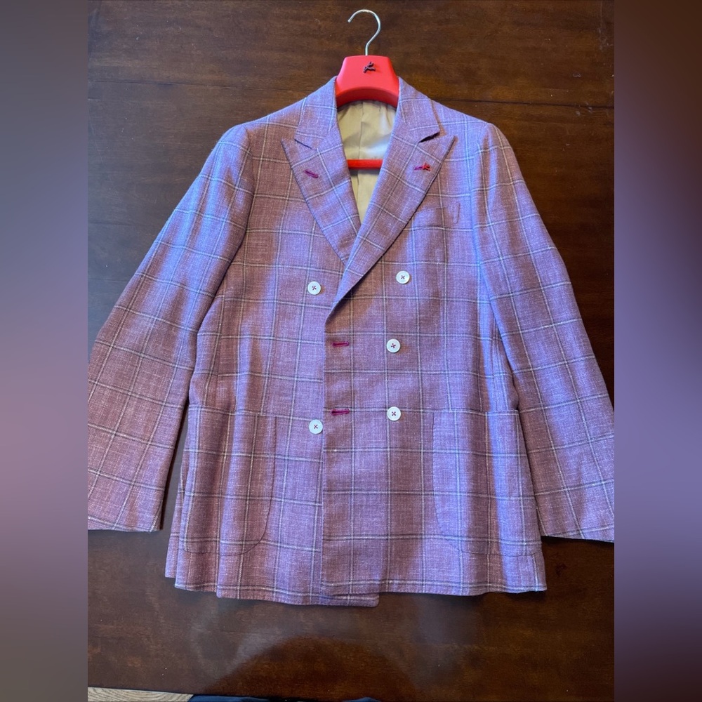 ISAIA NAPOLI Dustin Double Breasted Blazer Wool Linen Silk Made In Italy 48R NWD